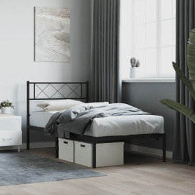 Metal Bed Frame Black Steel Single Metal Bed Frame Rect...