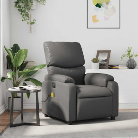 Massage Recliner Chair Grey Faux leather, metal, plywoo...