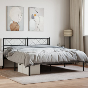 Metal Bed Frame Black Powder-coated steel 63x79 in
