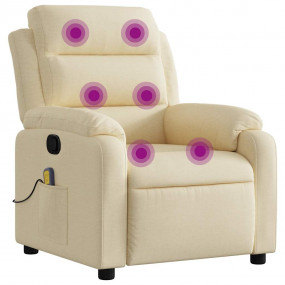 Massage Recliner Chair Cream Fabric (100% polyester), M...