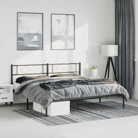 Metal Bed Frame Black Powder-Coated Steel Full Metal Be...