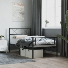 Metal Bed Frame Black Powder-Coated Steel Twin Metal Be...