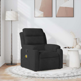 Massage Recliner Chair Black Velvet, Metal, Plywood, Fa...