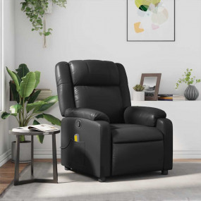 Massage Recliner Chair Black Faux leather, metal, plywo...