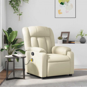 Massage Recliner Chair Cream Faux leather Large