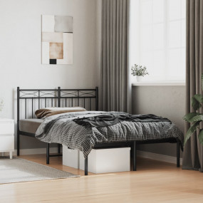 Bed Frame Black Powder-Coated Steel Small Double Bed Fr...