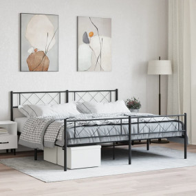 Metal Bed Frame Black Powder-Coated Steel Super King Si...