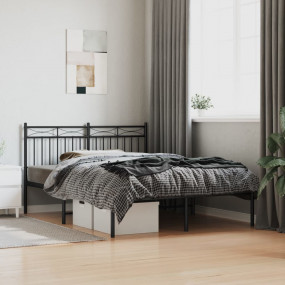 Bed Frame Black Powder-coated steel 55 x 79 in Bed Fram...