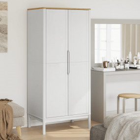 Wardrobe White Solid pine wood with wax finish, enginee...