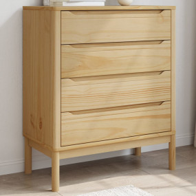Drawer Cabinet Wax Brown Solid Pine Wood Medium Chest O...