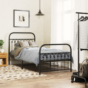 Bed Frame Black Steel Twin Bed Frame Rectangular Tradit...