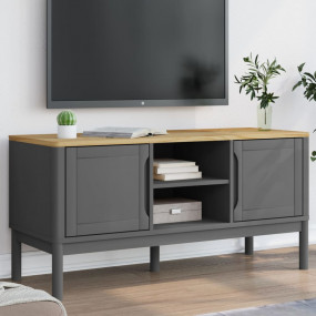 TV Cabinet Gray Solid Pine Wood Small TV Cabinet Rectan...