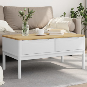 Coffee Table White Solid Pine Wood 39.0 x 21.9 x 17.7 i...