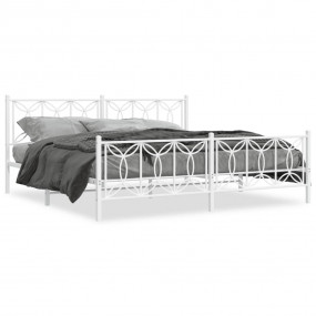 Bed Frame White Steel 76 x 80 in Bed Frame Rectangular ...