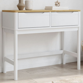 Console Table White Solid Pine Wood Medium Console Tabl...