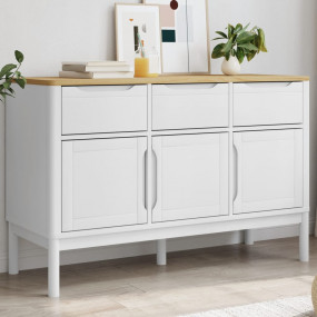 Sideboard White Solid Pine Wood, Engineered Wood Medium...