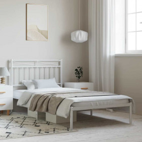 Bed Frame White Steel Twin Bed Frame Rectangular Modern