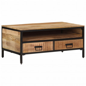 Coffee Table Natural Finish Wood with Black Iron