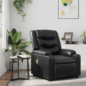 Massage Recliner Chair Black Faux leather, wood, metal ...