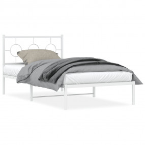 Bed Frame White Steel Twin Bed Frame Rectangular Indust...