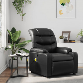 Massage Recliner Chair Black Faux Leather, Metal, Plywo...
