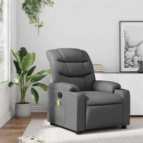 Massage Recliner Chair Gray Faux Leather Medium to Larg...