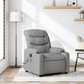 Massage Recliner Chair Light Grey Fabric (100% polyeste...