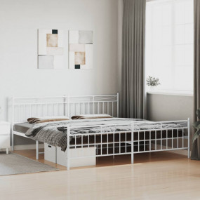 Bed Frame White Steel Full Bed Frame Rectangular Modern