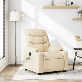 Massage Recliner Chair Cream Fabric (100% polyester), m...