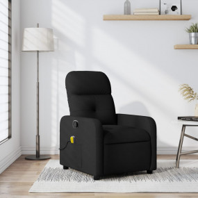 Massage Recliner Chair Black Polyester Fabric, Wood, Me...