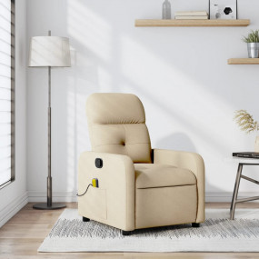 Massage Recliner Chair Cream 100% polyester fabric, met...