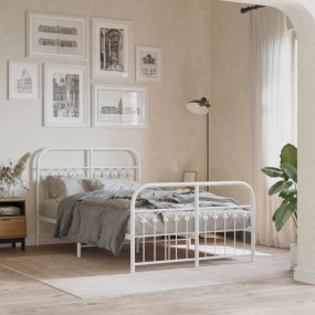 Bed Frame White Steel Small Double Bed Frame Rectangula...
