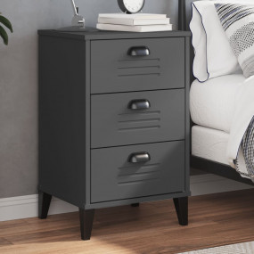 Bedside Table Anthracite Grey Engineered Wood, Plastic ...