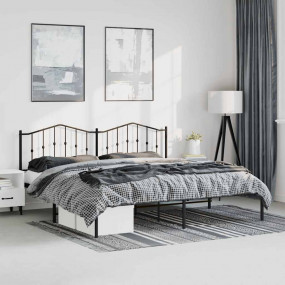 Bed Frame Black Steel Full Bed Frame Rectangular Modern