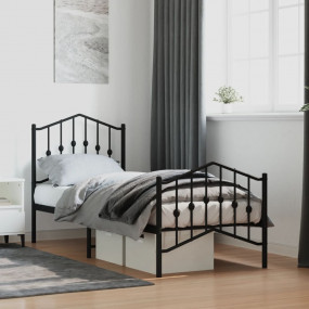 Bed Frame Black Powder-Coated Steel Small Single Bed Fr...