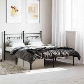 Bed Frame Black Steel Full Bed Frame Rectangular Modern