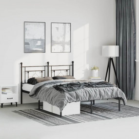 Bed Frame Black Powder-Coated Steel King Size Bed Frame