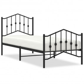 Bed Frame Black Powder-Coated Steel Twin Bed Frame Rect...