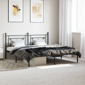 Bed Frame Black Powder-Coated Steel 72 x 84 in Bed Fram...