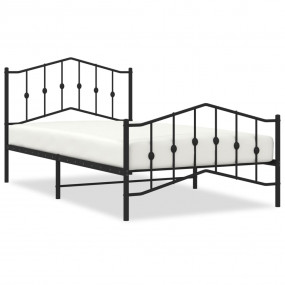 Bed Frame Black Powder-Coated Steel 42.1 x 79.9 in Bed ...