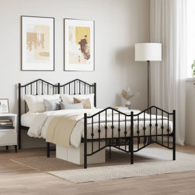 Bed Frame Black Powder-Coated Steel 47.2 x 78.7 in Bed ...