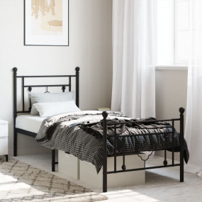 Bed Frame Black Powder-Coated Steel Small Single Durabl...