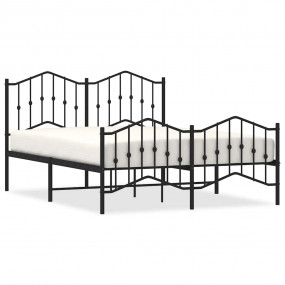 Bed Frame Black Powder-Coated Steel Double Bed Frame