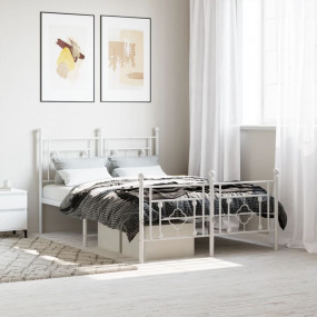 Bed Frame White Powder-coated steel Double Bed Frame