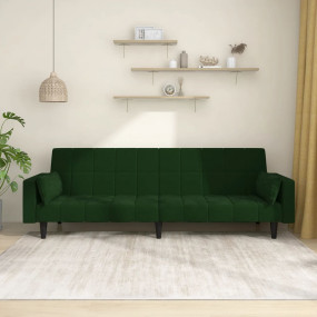 Sofa Bed Dark Green Velvet Two-seater