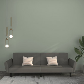 Sofa Bed Dark Grey Velvet (100% polyester), wood, plast...