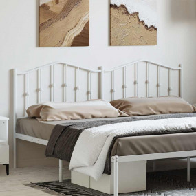 Headboard White Steel Tall Double Bed Durable Headboard