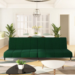 Sofa Bed Dark Green Velvet, Wood, Metal Standard