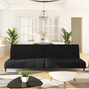 Sofa Bed Black Velvet (100% polyester), wood, metal 2-s...
