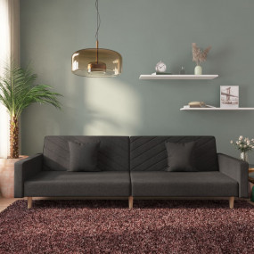 Sofa Bed Black Fabric (100% polyester), wood, plastic 2...